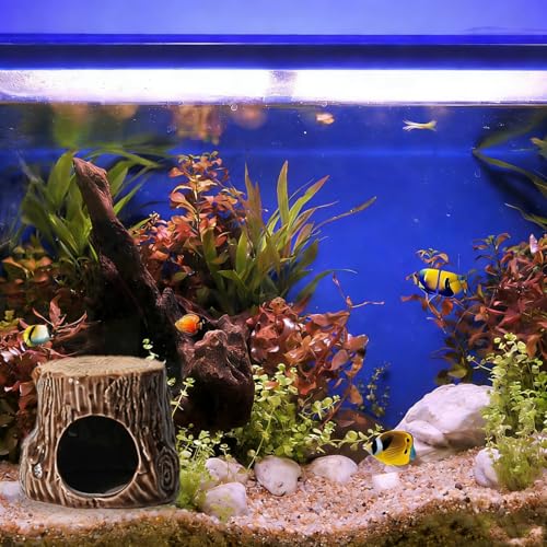 Image of Ceramic Aquarium Decor Natural Tree Brown Betta Fish Tank Cave