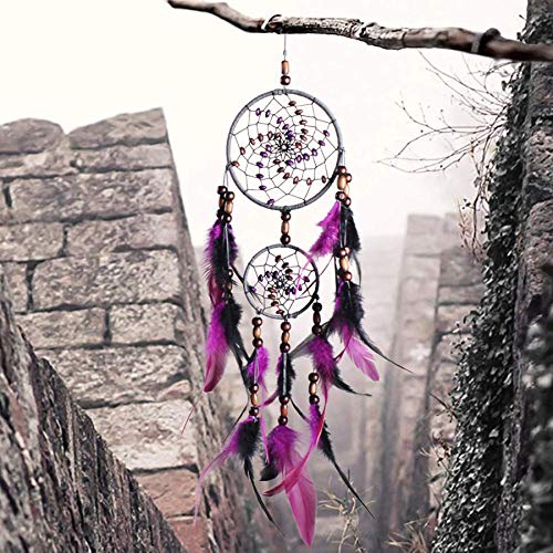 Boho Wall Decor Bohemian Home Art - Wall Hanging Dream Catcher Beautiful Apartment Dorm Room Door Christmas Party Home Decoration Double Ring 19. 7 Inches Long