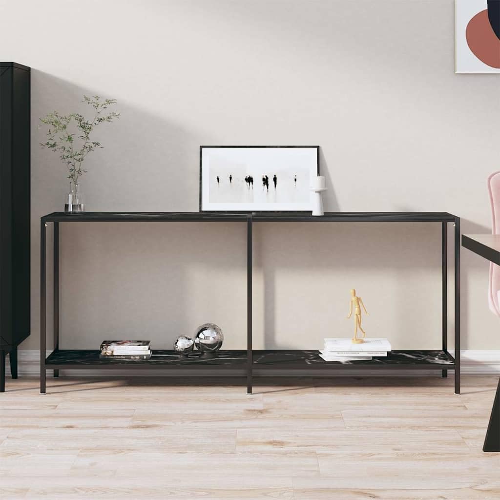 Tavolo consolle nero, 180 x 35 x 75,5 cm, tavolo da corridoio in
