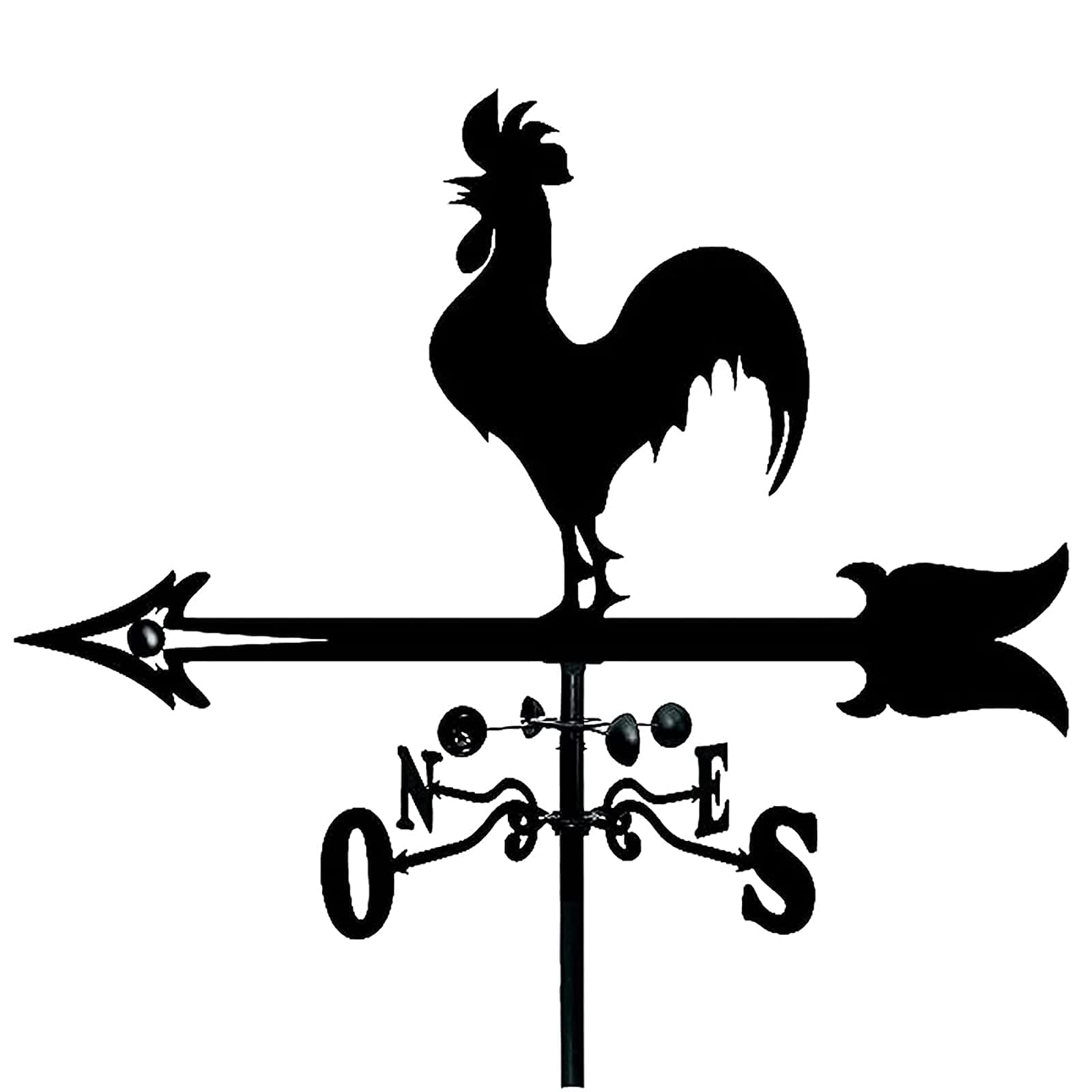 Girouette de toit coq indicateur de vent précis en acier noir - 8