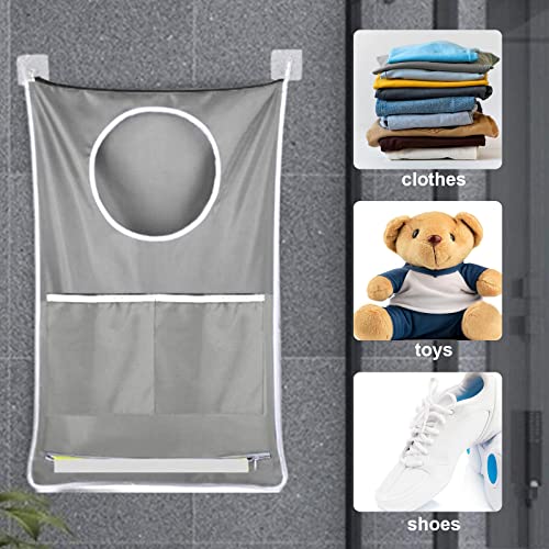 AYNKH Hanging Laundry Bag, Adjustable Large Capacity Laundry Hamper with Stainless Steel Hooks & Adhesive Hooks for Laundry/Moving House/Storage - Image 6