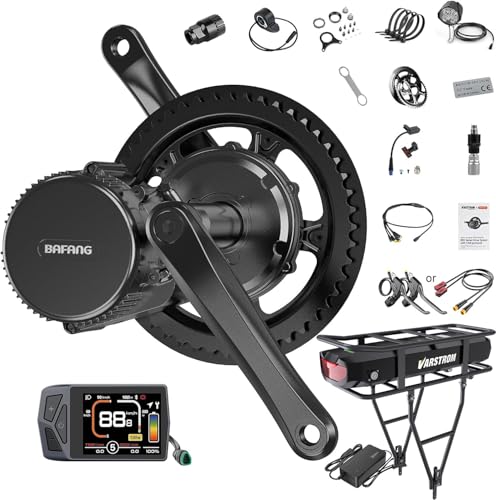 BAFANG Mittelmotor 250W BBS01B CAN Vesion Elektrofahrrad Umbausatz mit EKD01 Mehrsprachig Display Inklusive 36V20,8Ah Heckgepäckträger-Batterie,für 68mm Tretlager Mountainbike Rennrad Pendlerfahrrad