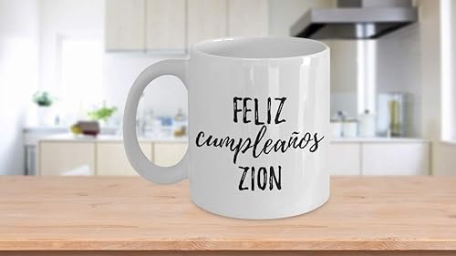 Miniatura 3 de Feliz Cumpleanos Zion Mug Spanish Happy Birthday Personalized Name Gift Coffee Tea Cup Large 15 Oz