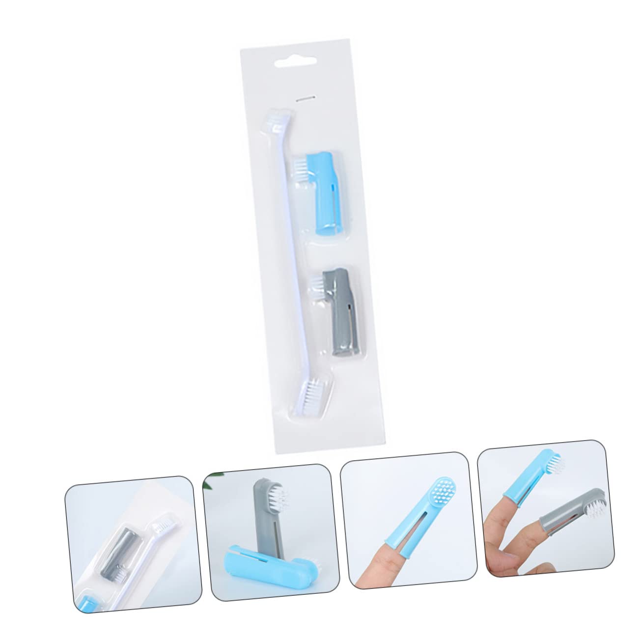 FOMIYES Kit Da 3 Set Di Spazzolino Da Denti Per Cani E Gatti Spazzola Per Dita Delicata Per Animali Domestici 3 Pezzi*3