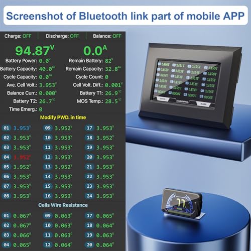 Image of BMS Replacement 4.3 Inch LCD Display Screen with Active Switch Monitor for JK Smart BMS, Black, 500454108A1