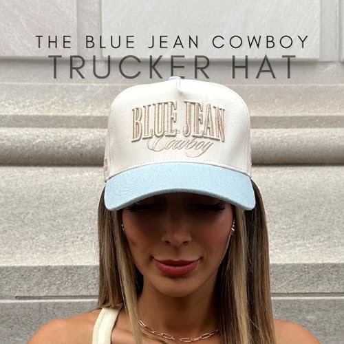 Image of Vintage Western Trucker Hat | Men & Women | Country Cute Caps for Cowgirls Cowboys | Camo Denim Embroidered Cotton | Snapback