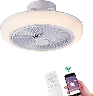 Wentylatory sufitowe ze światłami LED Lekki Aplikacja i zdalne sterowanie Wentylator sufitowy Niewidzialny Ściemnianie lampy dla Kuchnia Salon Sypialnia Oświetlenie, z deflektorem wiatru