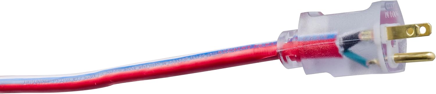 Southwire 025480041 2548SW0041 50ft 12/3 SJTW Stripes & Outdoor Ext Cord (Red/White), 50-Foot