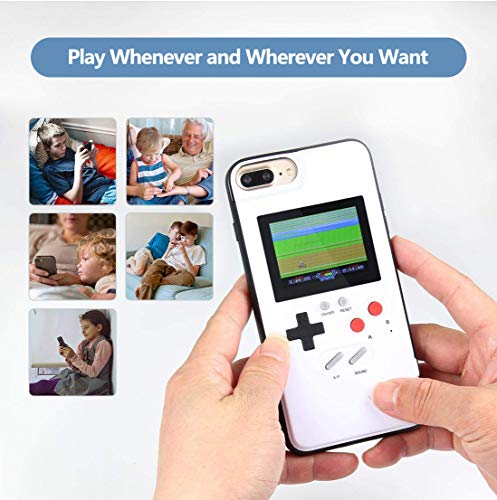 Bangting Handheld Game Console Phone case with 2 Game Screen Protector - Retro 3D Phone Protective case with 36 Classic Game - Video Game Phone Case Compatible with iPhone (White, iPhone 6/6S/7/8)