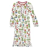 Dr. Seuss Grinch Girls Nightgown - Cozy Christmas PJs Loungewear for Toddlers & Big Kids Girls - Official License White