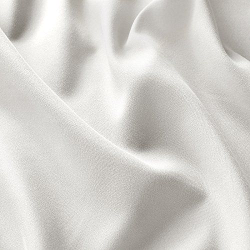 heimtexland ® Dekoschal mit Schlaufen und Kräuselband Uni weiß HxB 175x140 Blickdicht Aber Lichtdurchlässig - Vorhang natürlich matt einfarbig - Schlaufenschal Bandschal ÖKOTEX Gardine Typ117