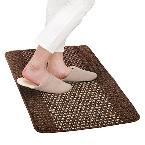 オカ (OKA) 優踏生 洗いやすいキッチンマット ブラウン 約45cm×90cm (洗える 台所マット ロング おしゃれ 日本製 ずれない すべり止め)