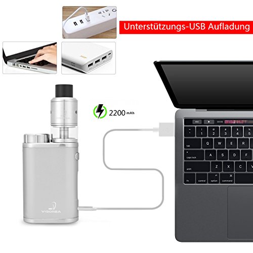 Vigorea neue E Zigarette 75W Starterset 2200mAh,TC (Temperaturregelung) Box Mod, 0.2ohm Verdampfer, 4ml Tank… – Bild 7