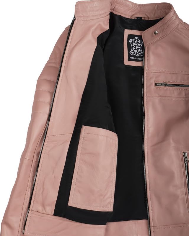 Blingsoul Cafe Racer Leather Jacket Womens - Real Lambskin Leather Jackets for Women - Image 5