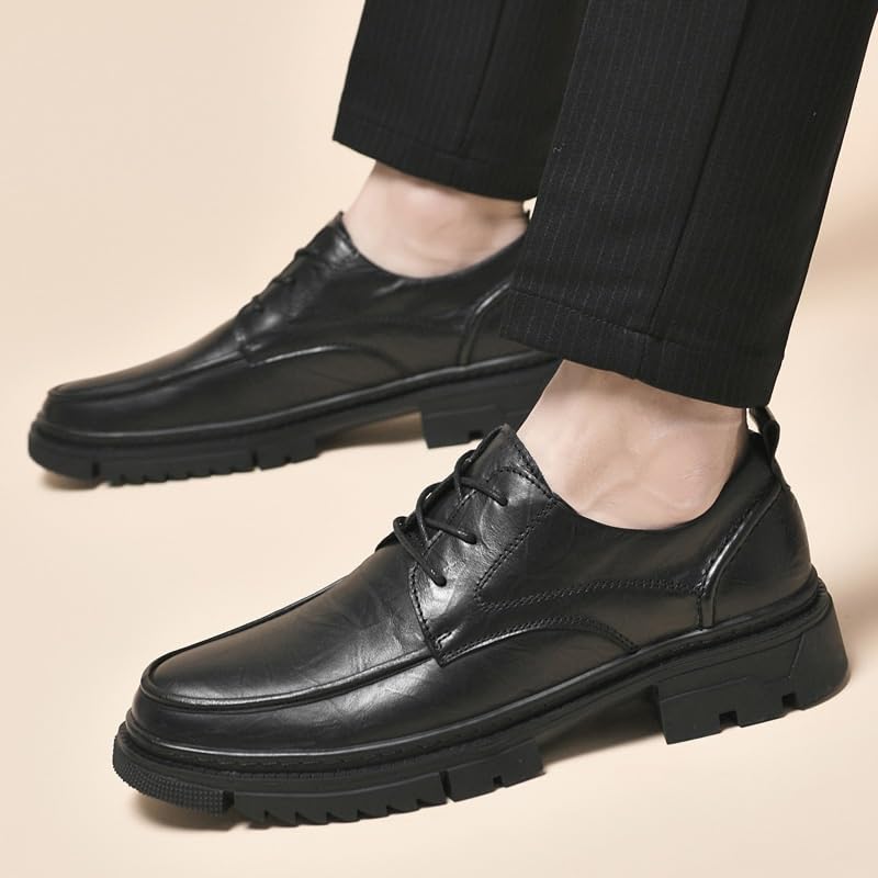 Men’s Leather Oxford Dress Shoes Platform Lace Up Business Casual Formal Work Comfortable Slip Shoes4