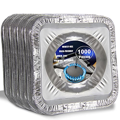 FMP Brands [75 Pack] 8.5 Inch Square Stove Burner Covers for Gas & Electric Stove Top, Disposable Aluminum Foil Stove Burner Liners, Stove Top Cover for Electric & Gas Burners, Keep Range Stove Clean