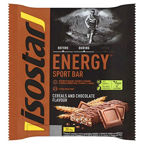 ISOSTAR – Energy Sport Riegel Getreide & Schokolade – Sport-Energieriegel mit Kohlenhydraten, Quelle für Vitamin B1, B2, B6, C, E & PP… – Ansicht 1