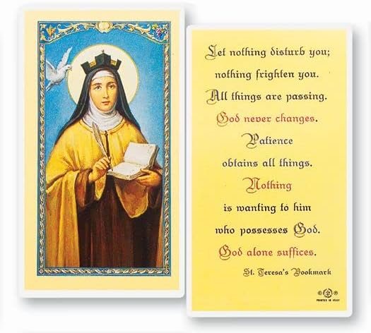 Hirten Saint Teresa of Avila Laminated Catholic Prayer Holy Card, Single Card – Patron of Headache Sufferers Pocket Devotional for Wisdom & Faith