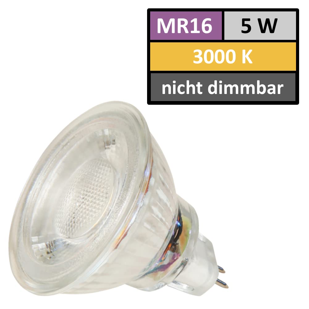 LED Einbaustrahler 5er Set – 12V, 5W, Warmweiß (3000K) – IP44 Feuchtraum geeignet – inkl. Trafo, 120 cm MR16-auf-AMP-Kabel & Verteiler – für Bad, Küche, Dusche & überdachten Außenbereich – Weiß