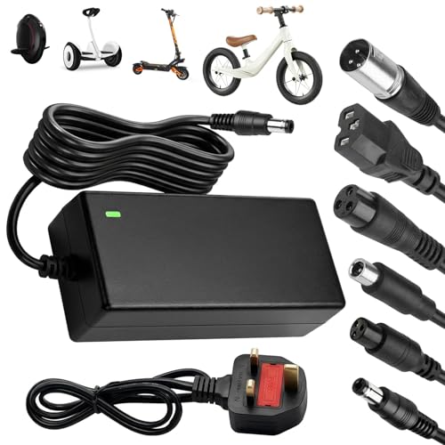 42V 2A Electric Scooter Charger with 6 Connectors for Hoverboard UK 3 Pin