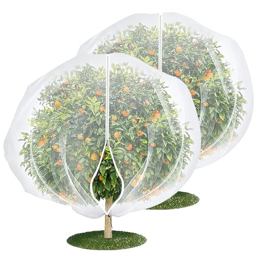Lot de 2 Grands 2.4 * 2.4 m Filets Pour Arbres Fruitiers Avec Fermeture Éclair Et Cordon de Serrage, Filet De Jardin Réutilisable Pour Vergers, Cours, Fermes Et Jardins