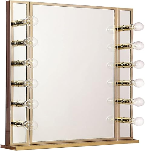 XIAOQIAO Hollywood - Espejo de maquillaje con luz LED, 3 modos de iluminación de color, mesa extra grande