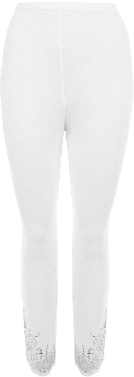 Ware the nextWomens Full Length Stretchy Laser Cut Legging Trouser Ladies  Parties Flower Sequin Scallop Beaded Parties Wear Legging Pants