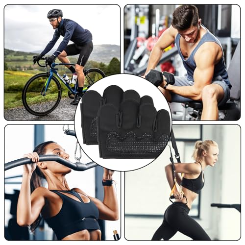 Guantes de fitness, guantes de gimnasio, guantes de entrenamiento con almohadillas antideslizantes, medio guantes, guantes de levantamiento de pesas, guantes deportivos para hombre y mujer - Imagen 6