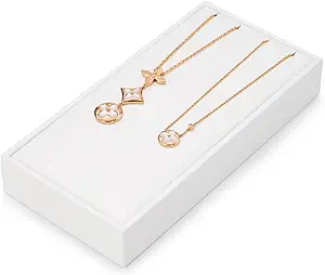 Jewelry Stand Pendant Necklace Drawer Jewelry Organizer Tray White Bracelets Display Holder PU Leather