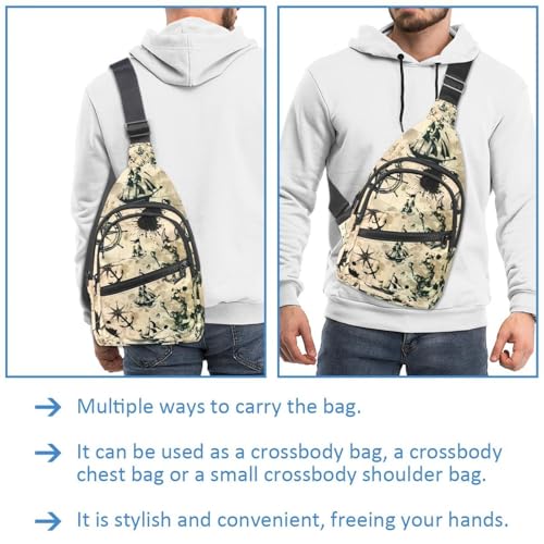Mochila cruzada náutica para senderismo y entrenamiento diario con estampado multicolor 3
