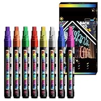 Liquid Chalk Pens for Blackboard, 8 Colors Non-Toxic Chalk Markers, Erasable Chalkboard Marke, Dust-Free Blackboard Pen for Glass, Window Painting, Menu Board Bistro Sign Craft, Drawing Writing