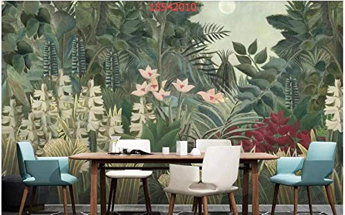 Kundenspezifische europäische Retro nostalgische mittelalterliche handgemalte Bananenpalme Regenwald Wandbild TV Hintergrund Tapete - 200x140cm/79"x