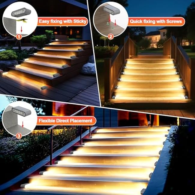 Solar Step Lights Stair Light Warm White Light