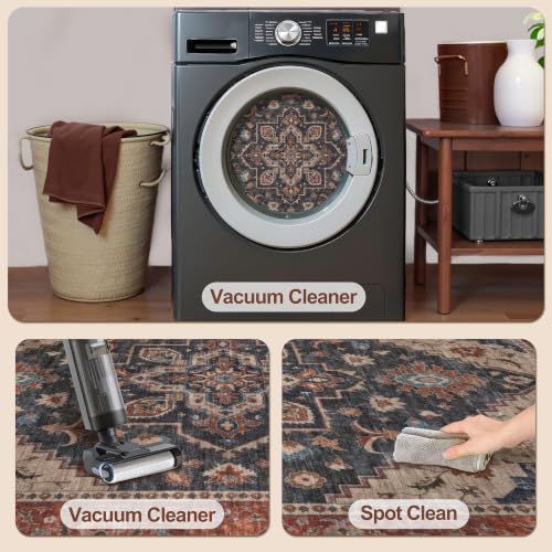 Image of Tangsoo 2.6x8 Washable Runner Rug for Hallways, Non Slip Vintage Runners