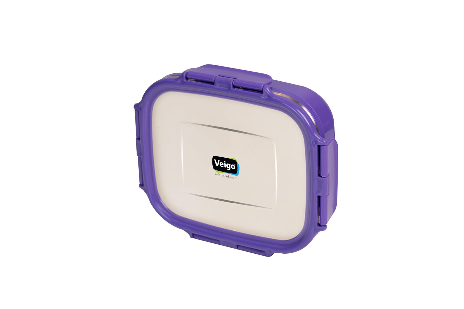 Veigo Stainless Steel lunch boxes for office men, tiffin box for office men, lunch box for kids - 1 Violet Container | Leakage Proof Tiffin | Microwave Safe 1 Rectangle Shape 630ml (Insulated)