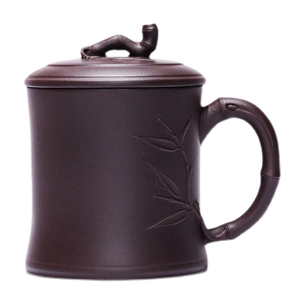 Matcha-Becher Handgemachte Tasse aus lila Ton, Teetasse mit Deckel, Büro-Teeservice for Herren, 380 ml Teeservice Tee-Ei Becher