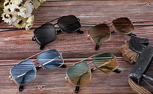 Image of FEISEDY Sunglasses Mens Women Vintage Pilot Square Trendy Metal Steampunk Fishing Driving Sun Glasses B2894
