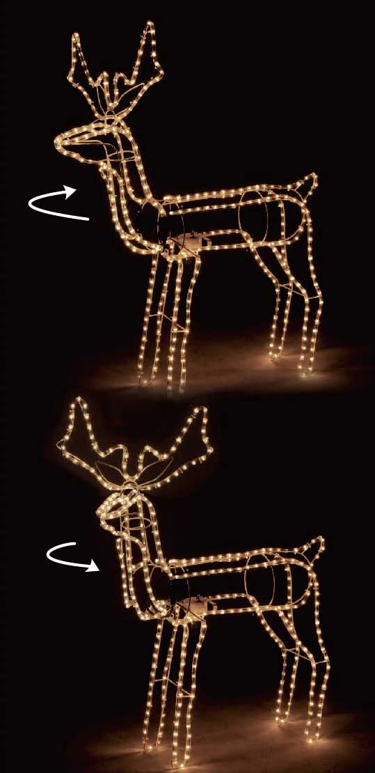 Beleuchtetes Rentier mit animiertem Kopf - Lichtschlauch Figur - 103cm 360 Lichter Warmweiß IP44