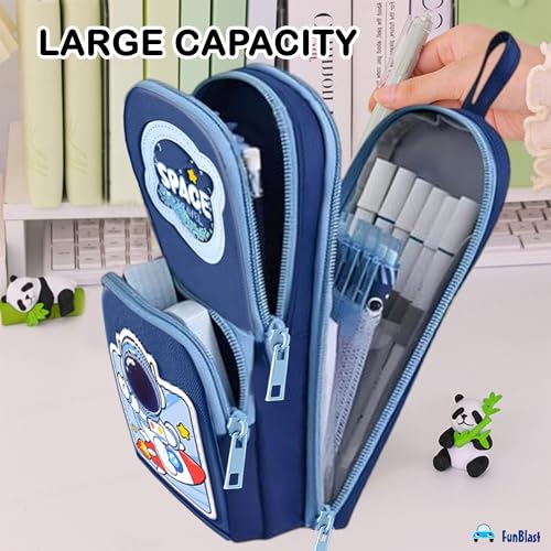 Image of FunBlast Pencil Pouch for Kids, Boys - Space Travel Design, Large Capacity Multipurpose Stationery Zipper Pouch for Kids & Adults, Kawaii Aesthetic Pencil Case Organizer (Multicolor)