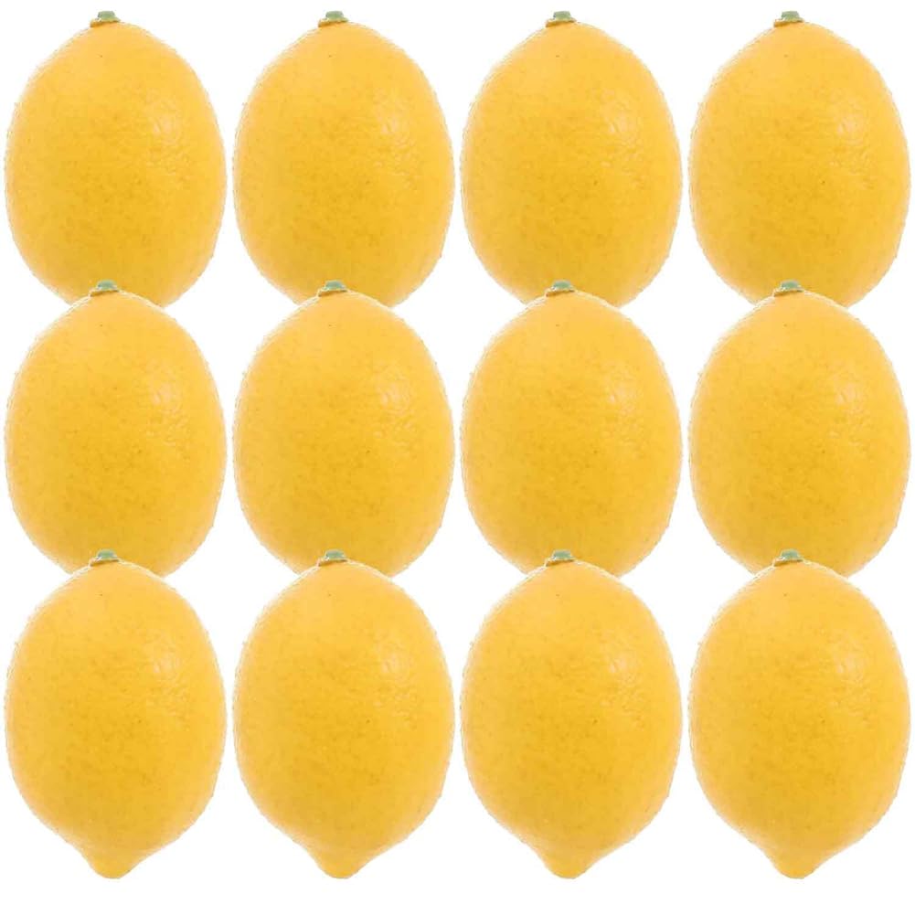 Hndhbfgrt Lifelike Artificial Lemons-12PCS Fake Yellow Lemon Decoration for Kitchen, Fruit Bowl,Lemonade Party,Photo Props