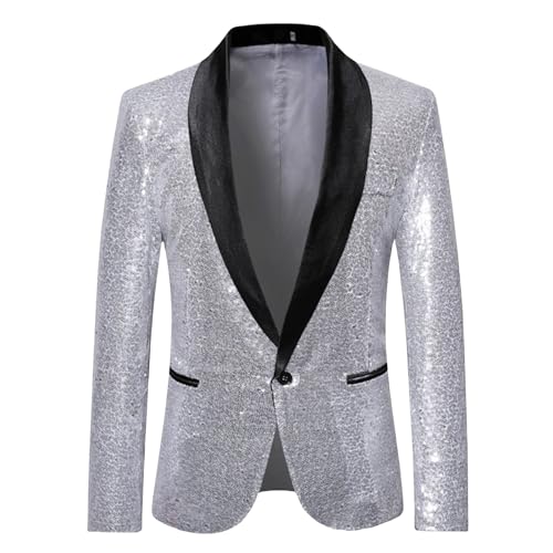 Sequin Blazer Men One Button Dress Suits Tuxedo Jacket 70s Disco Party Festival Classic Fashion Sports Coats for Men