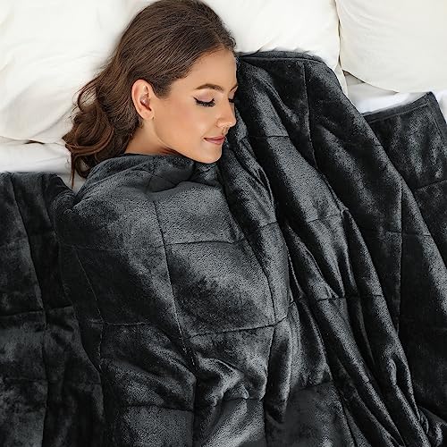 Image of Alomidds Weighted Blanket (Queen Size 20lbs 60x80 inches) with Soft Plush Fleece, Throw Blanket with Cozy Warm Sherpa,Ultra Fuzzy Heavy Blanket Microfiberfor for Sofa Bed, Dark Grey