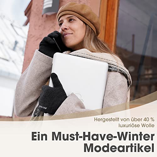 Rahhint Winterhandschuhe Herren Damen Touchscreen Thermohandschuhe Warme Wollstrickhandschuhe mit Fleecefutter