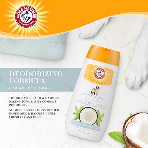 Arm & Hammer Ultra Fresh 2-in-1 Tearless Puppy Shampoo + Conditioner mit Buttermilch & Kokosbutter 473 ml (1er Pack)
