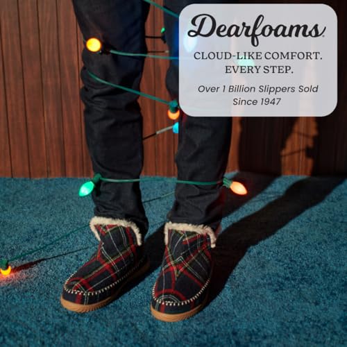 Image of Dearfoams Men's Memory Foam Indoor House Slippers Brixen Ankle Boot House Shoes - Gifts for Men