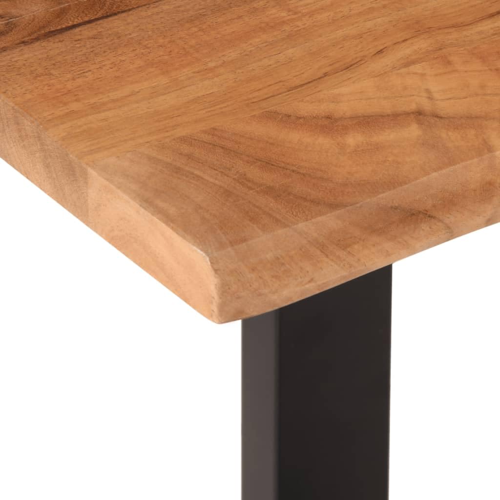 Banco de madera de acacia de 160 cm con estructura de acero para pasillo y salón, diseño estable con borde de árbol, duradero y resistente, madera sostenible, aspecto natural