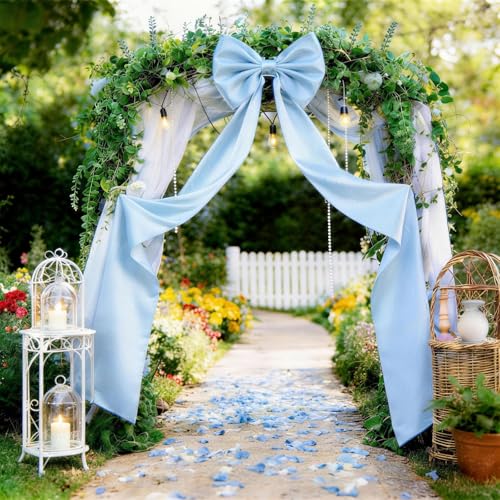 Extra Long Satin Blue Bow for Coquette Room Decor 70x20 Inch Bow Wall Decor for Valentines Day Bachelorette Bridal Shower Wedding Birthday Decorations