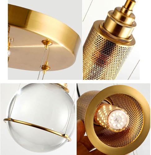 Plafonnier suspendu en cristal doré au design moderne et finitions de prestige