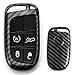 iJDMTOY Exact Fit Glossy Black Carbon Fiber Finish Key Fob Shell For Dodge Charger Challenger Dart Durango Journey, Jeep Grand Cherokee, Renegade, Chrysler 200 300 Smart Key