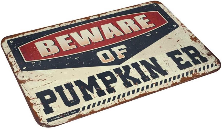 Doormats for Outdoor Entrance Home Funny Beware of Pumpkin Er Rug Outdoor Bar Accessories Decor Spring Porch Decor(65X90CM)